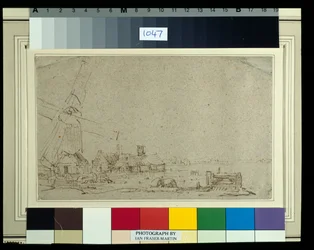 Eine Windmühle und eine Gruppe von Häusern, ca. 1652-53