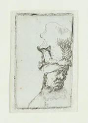 Kopf eines Mannes mit hoher Mütze