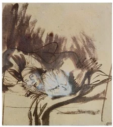 Kranke Frau im Bett, vielleicht Saskia, die Frau des Malers