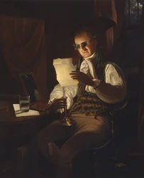Mann liest bei Kerzenlicht, 1805-08