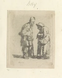 Bettler und Bettlerin im Gespräch