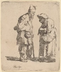 Bettler und Bettlerin im Gespräch