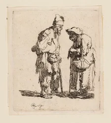 Bettler und Bettlerin im Gespräch