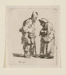 Bettler und Bettlerin im Gespräch