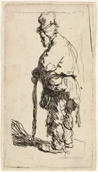Bettler, der sich auf einen Stock stützt, um 1630