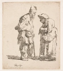 Bettler und Bettlerin im Gespräch