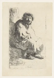 Bettler, der auf einer Bank sitzt, 1630