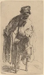 Bettler mit Holzbein