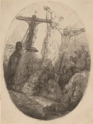Christus gekreuzigt zwischen den beiden Dieben: eine ovale Platte, ca. 1641