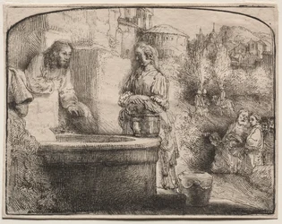 Christus und die Frau von Samaria: Ein gewölbter Druck, 1657-58