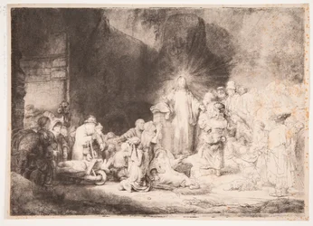 Christus mit den Kranken um ihn, empfängt kleine Kinder (der "Hundert-Gulden-Druck")