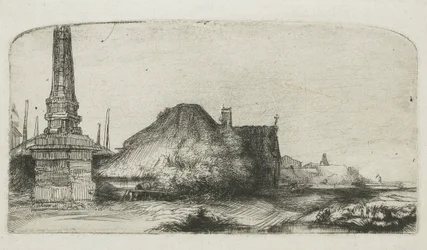 Hütte und Grenzpfosten am Spaarndammerdijk