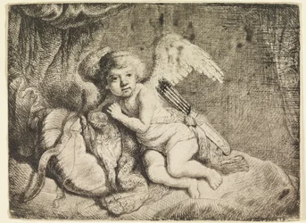 Ruhender Amor, nach einem ehemals Rembrandt zugeschriebenen Gemälde