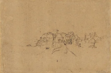 Figuren auf dem Anthoniesdijk, die Houtewael betreten [verso]