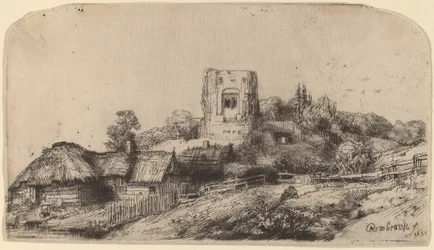 Landschaft mit einem quadratischen Turm