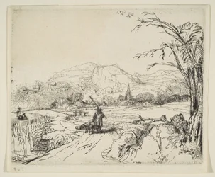 Landschaft mit einem Hirten und einem Hund, ca. 1653