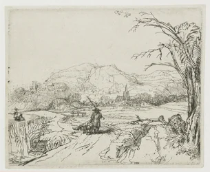Landschaft mit Schäfer und Hunden (