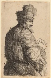 Alter Mann von hinten gesehen, Profil nach rechts