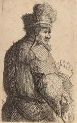 Alter Mann von hinten gesehen, Profil nach rechts, ca. 1631
