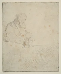 Alter Mann in Meditation, auf ein Buch gelehnt, ca. 1645