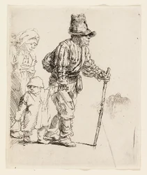 Bauernfamilie auf Wanderschaft