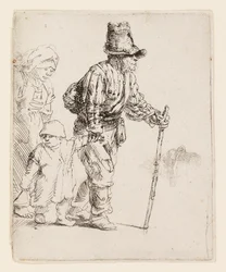 Bauernfamilie auf Wanderschaft