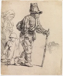 Bauernfamilie auf Wanderschaft