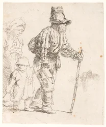 Bauernfamilie auf Wanderschaft