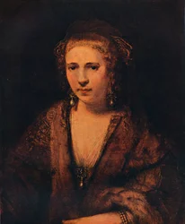Porträt von Hendrickje Stoffels mit einem Samtbarett, um 1654