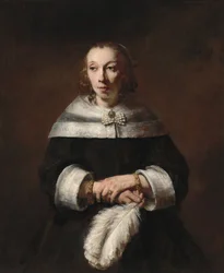 Porträt einer Dame mit einem Straußenfederfächer, ca. 1656-1658