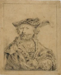Rembrandt mit einem Federhut
