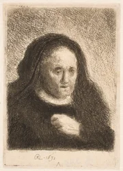 Rembrandts Mutter mit Hand auf der Brust: kleine Büste