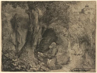 Der heilige Franziskus unter einem Baum betend