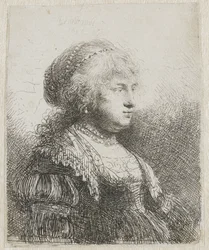 Saskia mit Perlen im Haar