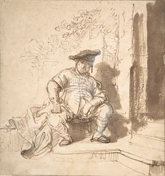 Sitzender Mann mit flacher Kappe, 1635-40
