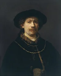 Selbstporträt mit Barett und zwei Goldketten, ca. 1642