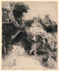 St. Hieronymus liest in einer italienischen Landschaft
