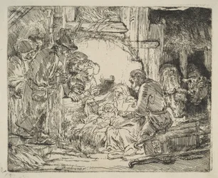 Die Anbetung der Hirten, mit der Lampe, ca. 1654