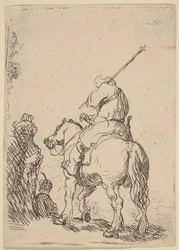 Soldat mit Turban zu Pferd