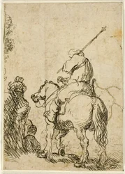 Turbanierter Soldat zu Pferd