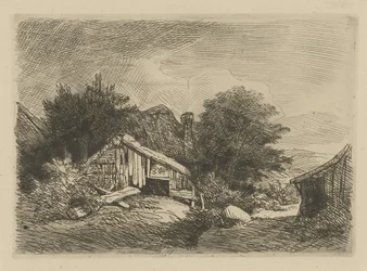 Landschaft mit verfallener Hütte