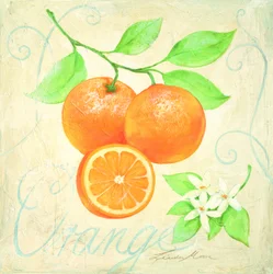 Frische Orangen und Blüten