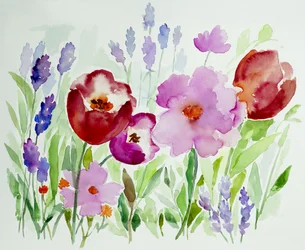 Aquarell Blumengarten