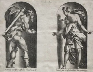 Cephalus und Procris in zwei Nischen