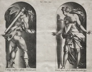 Cephalus und Procris in zwei Nischen, 1538-1540
