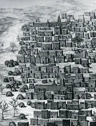 Ansicht der Stadt Timbuktu, Mali, Stich aus 