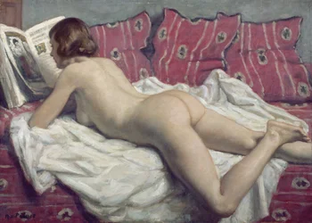 Akt auf einem rosa Diwan, ca. 1925