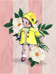 Vintage Puppe mit Blumen