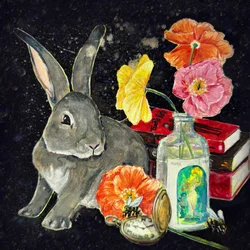Verspielter Hase Stillleben
