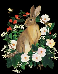 Wildes Kaninchen und Blumen